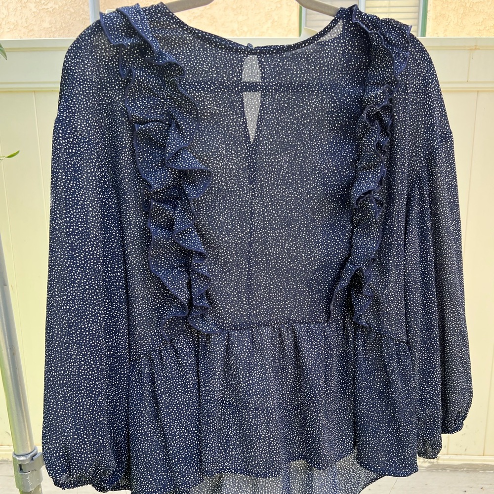 H&M Dark Blue Blouse with White Speckles
